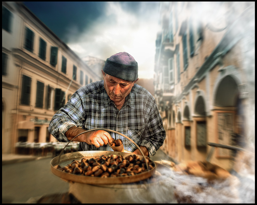 street vendor of  chestnuts