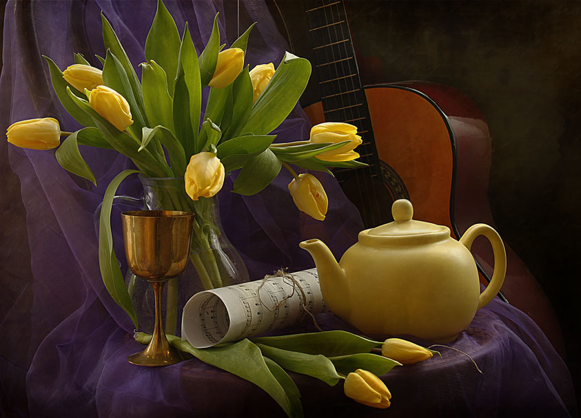 Фото жизнь (light) - inna korobova - корневой каталог - натюрморт с желтыми тюльпанами на стуле
