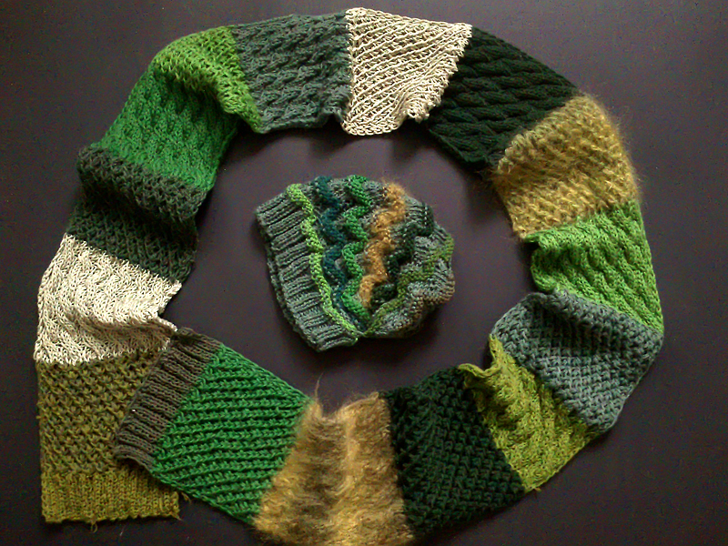 Фото жизнь (light) - Katrusya - Моё вязание. Мy knitting - Шарф+Шапка в зеленой гамме. Шерсть. 2012