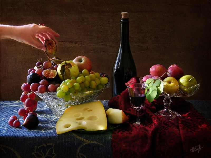 Фото жизнь - Наталья Елисеева - Натюрморт - С фруктами, сыром и вином