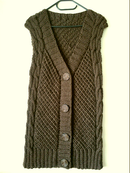 Фото жизнь - Katrusya - Моё вязание. Мy knitting - Коричневый жилет, размер М, акрил+альпака, 400 гр, 760 м, 03.2013
