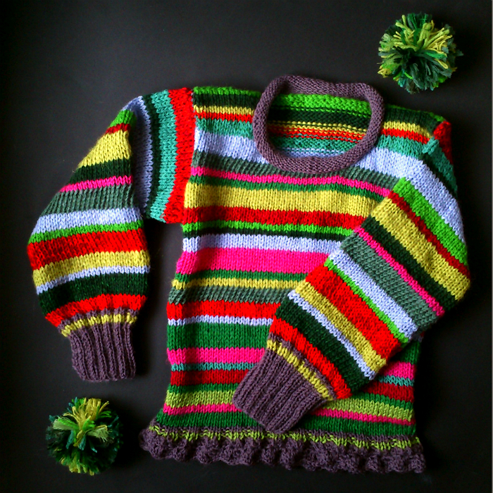 Фото жизнь - Katrusya - Моё вязание. Мy knitting - Пёстро-полосатый свитерок, на 5-6 лет, рост 110-116 см, шерсть+акрил+мохер, VIII.2013