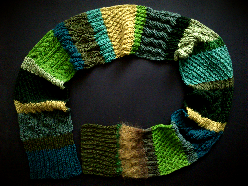 Фото жизнь (light) - Katrusya - Моё вязание. Мy knitting - "Разно-зелёный" шарф, 20х200 см, шерсть, акрил, мохер и пр., VIII.2013