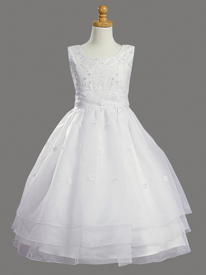 Фото жизнь (light) - Jane Smith - корневой каталог - White Embroidered Organza & Pearled Bodice First Communion Dress