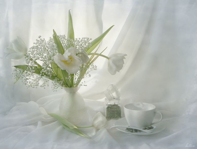 Фото жизнь (light) - button - STILL LIFE - чай с тюльпанами