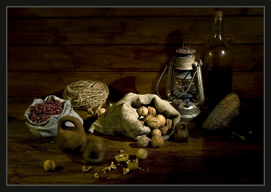 Фасоль и орехи.