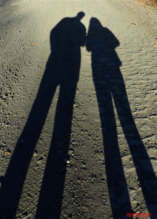Фото с тенью девушки и парня