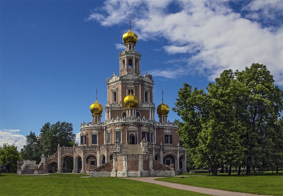 Храмы подмосковья. Собор в Филях. Церковь Покрова Богородицы в подмосковном селе Фили. Церковь Покрова в Филях Автор н Гордеева. Знаменская Церковь в Филях.