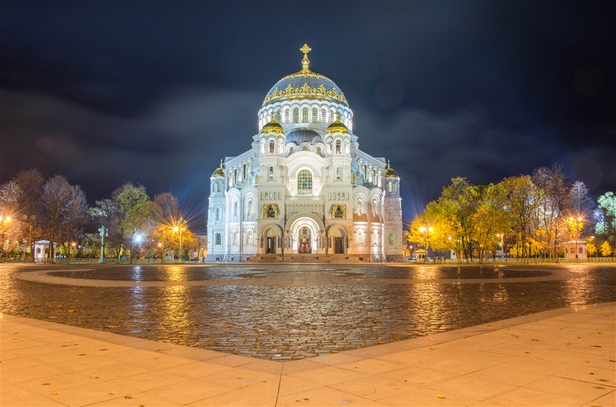 Никольский собор ночью Омск